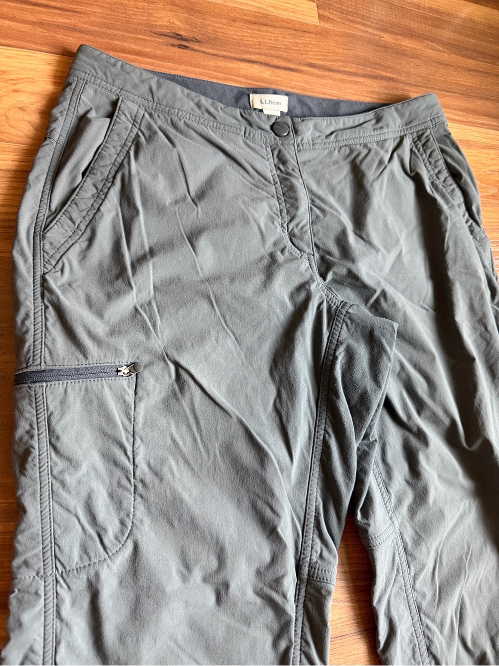 L.L.Bean Fleece Lined Pants Women’s Size 8 Gray Adjustable Waist Outdoor Hiking - Picture 2 of 7